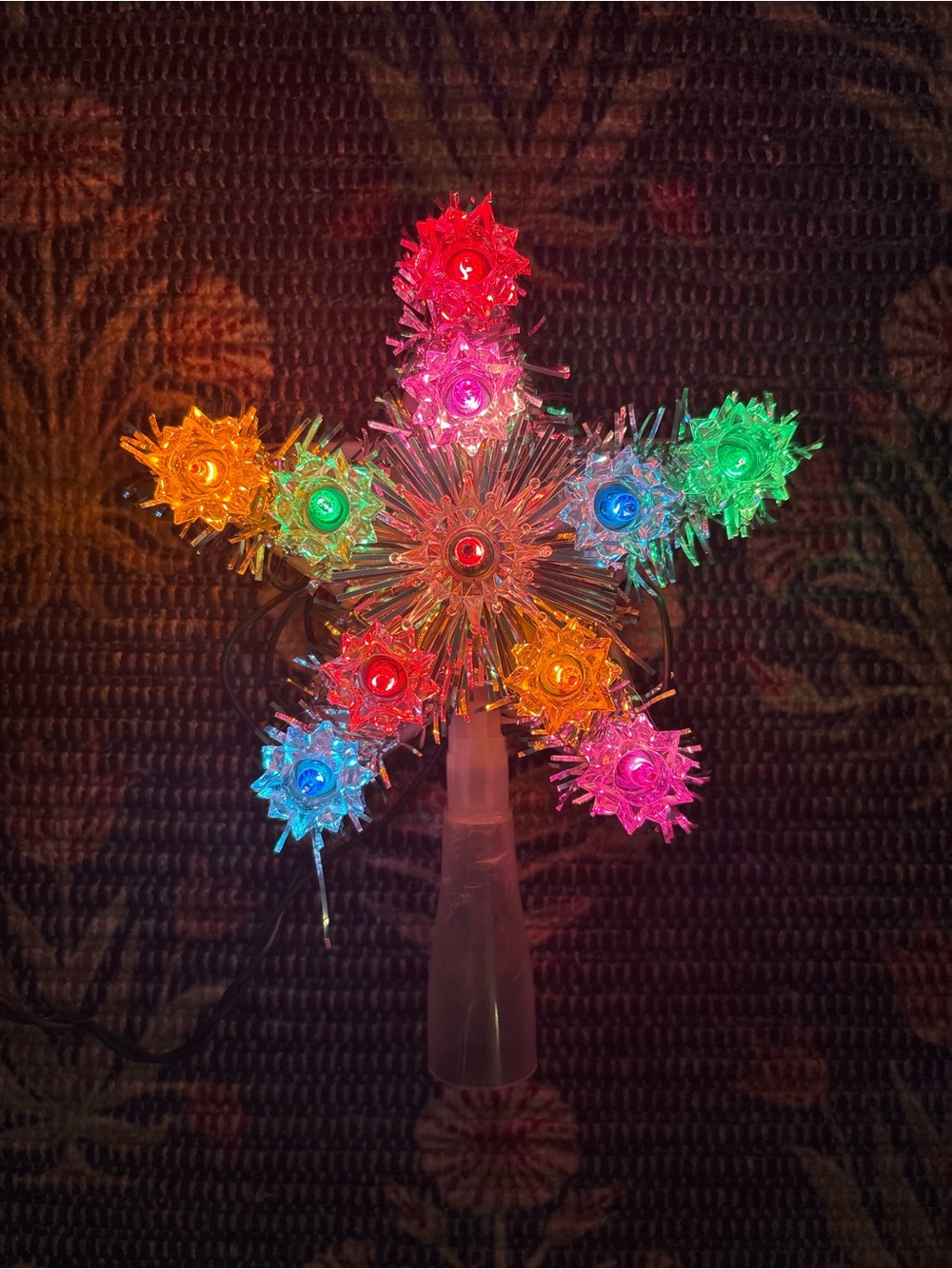 Silver Star Tree Topper with Multicolor Lights